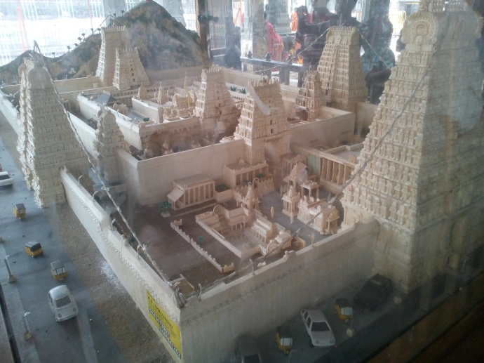 Life-like model of the temple complex at display within the premises
